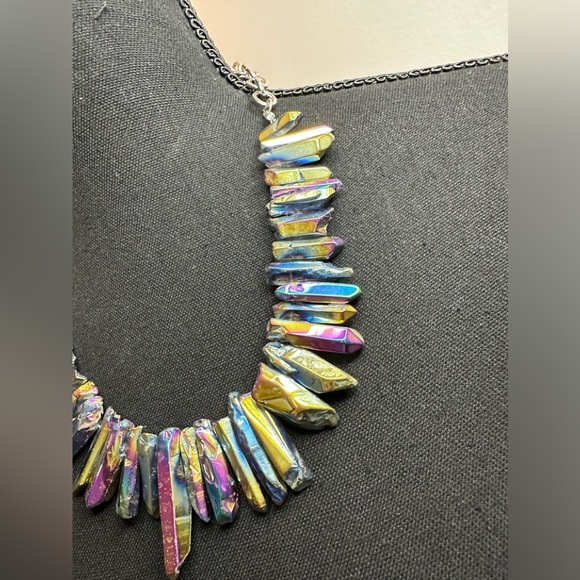 Titanium Quartz Covered Crystal Necklace - N w/o T - Picture 3 of 13